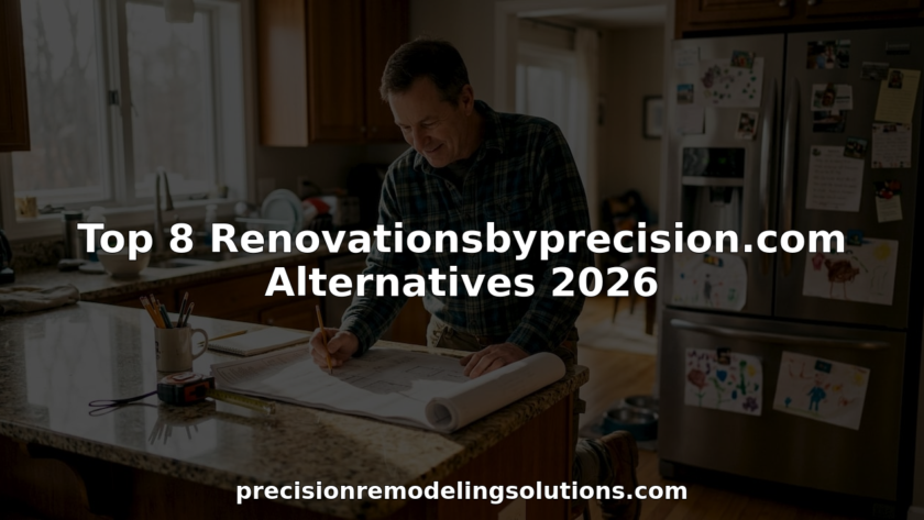 Contractor reviewing home renovation plans at kitchen island