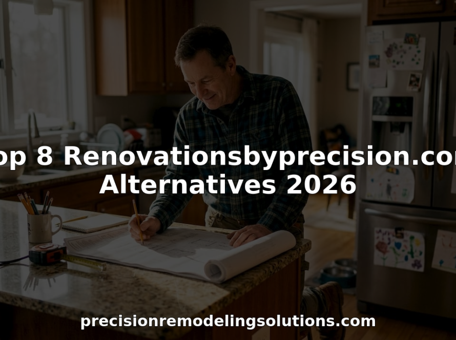 Contractor reviewing home renovation plans at kitchen island