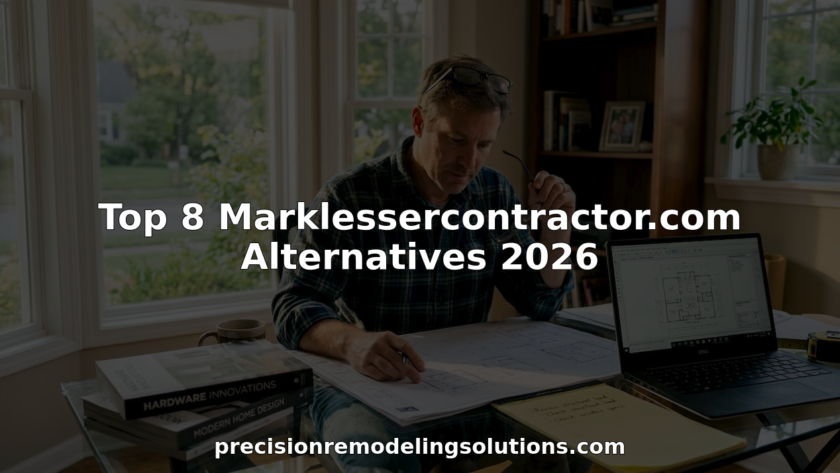 Contractor reviewing blueprints in sunlit home office