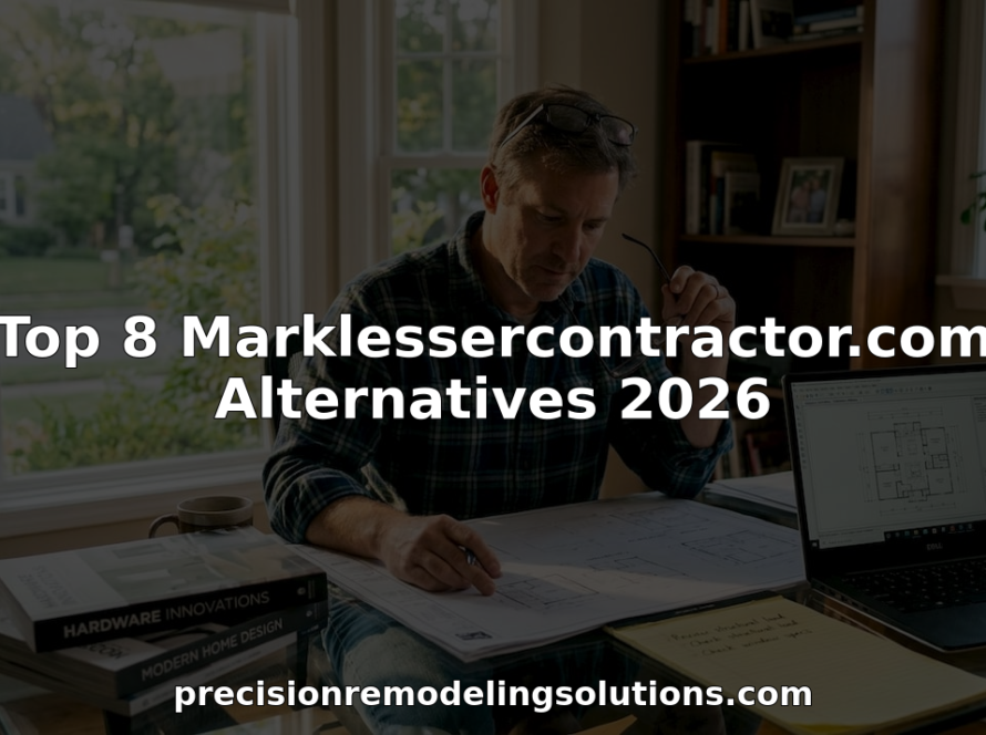 Contractor reviewing blueprints in sunlit home office