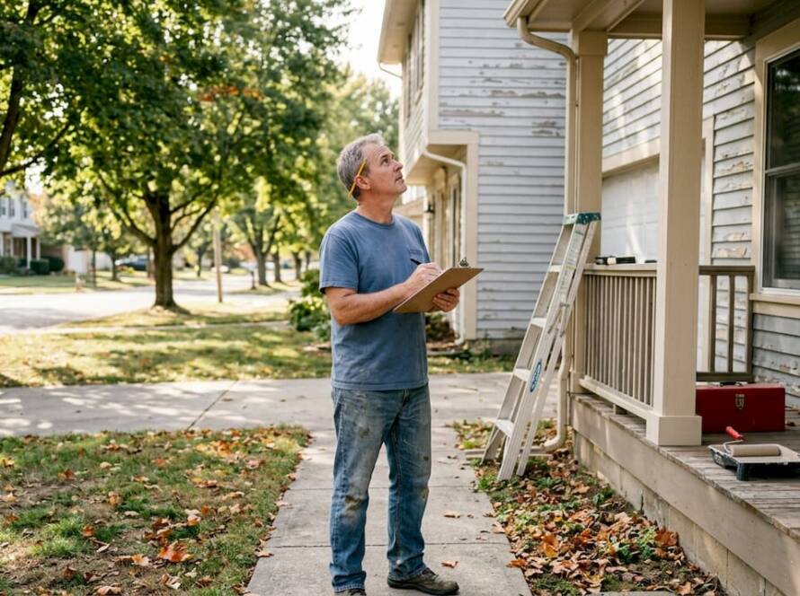 Homeowner planning exterior remodel curb appeal